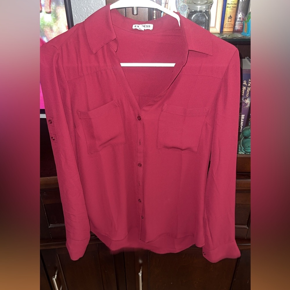 Express Women's Portofino Blouse - Burgundy/Wine